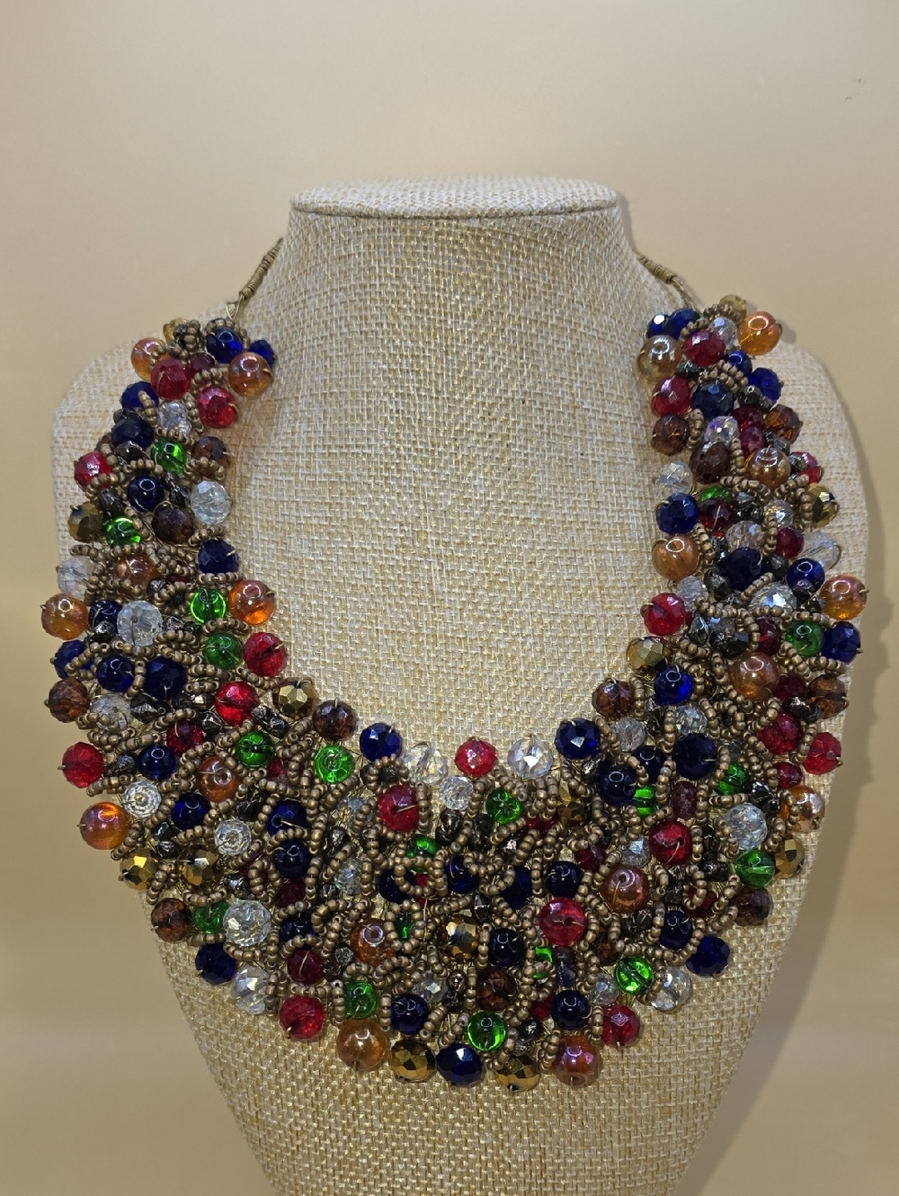 Multicolor Crystal Beaded Cleopatra Style Necklace